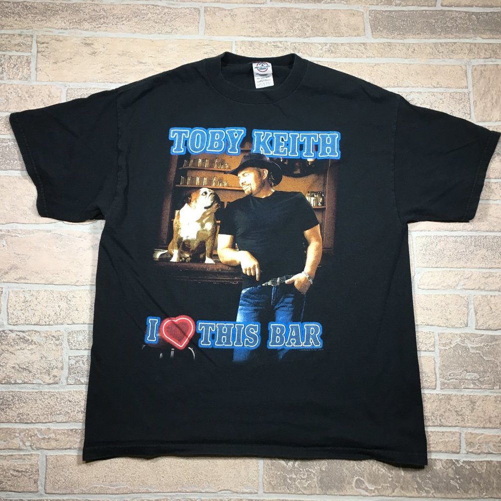 Vintage 2004 Toby Keith I Love This Bar Black Heavy Cotton Shirt Men's Large